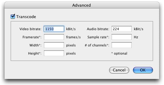 Transcoding settings